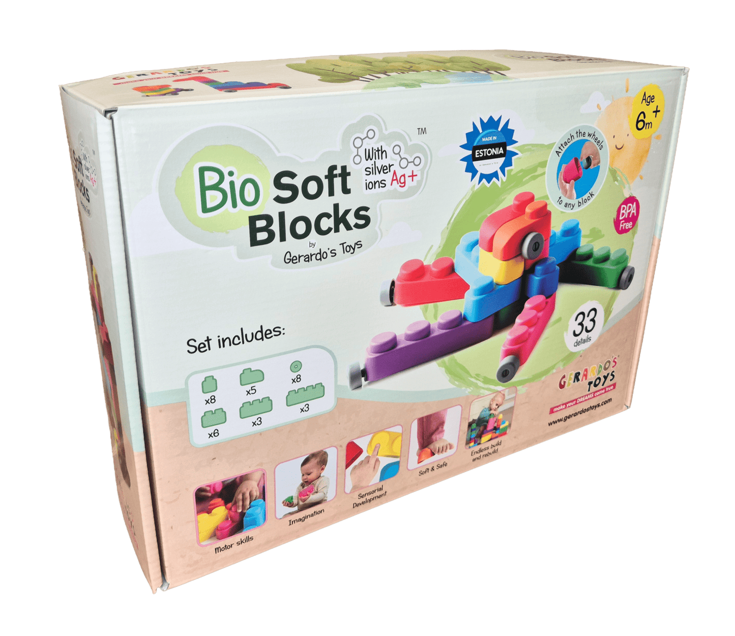 Gerardo’s Toys Soft Blocks Building Set – 33 pcs